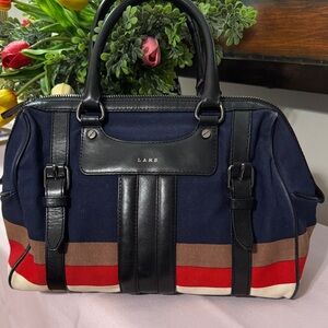 L.A.M.B. Gwen Stefani Canvas and Leather Satchel EUC RARE